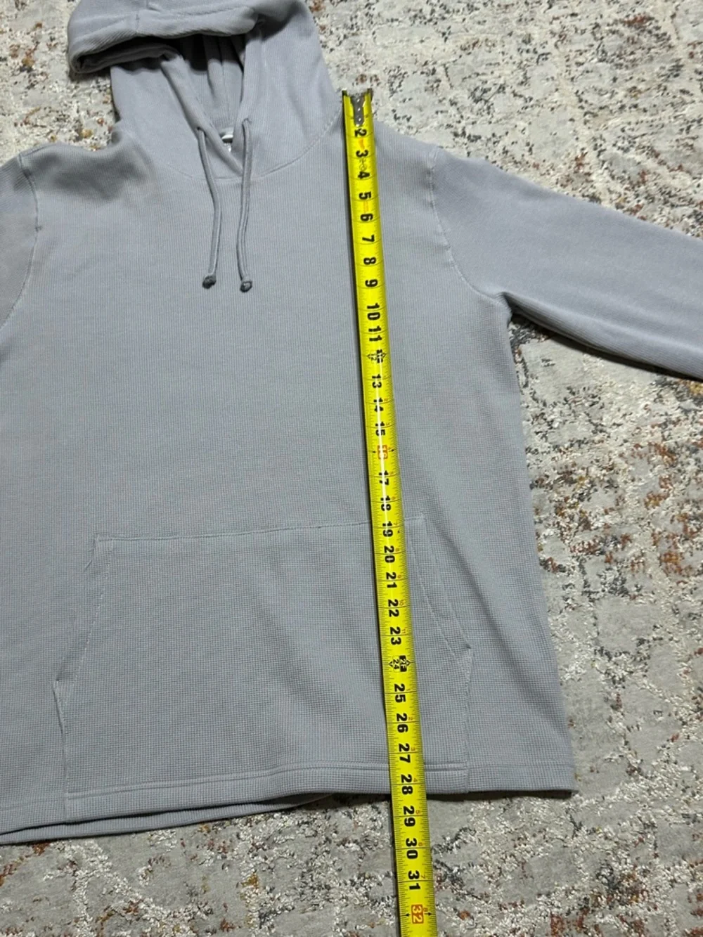 The North Face waffle-knit thermal hoodie size Large gray